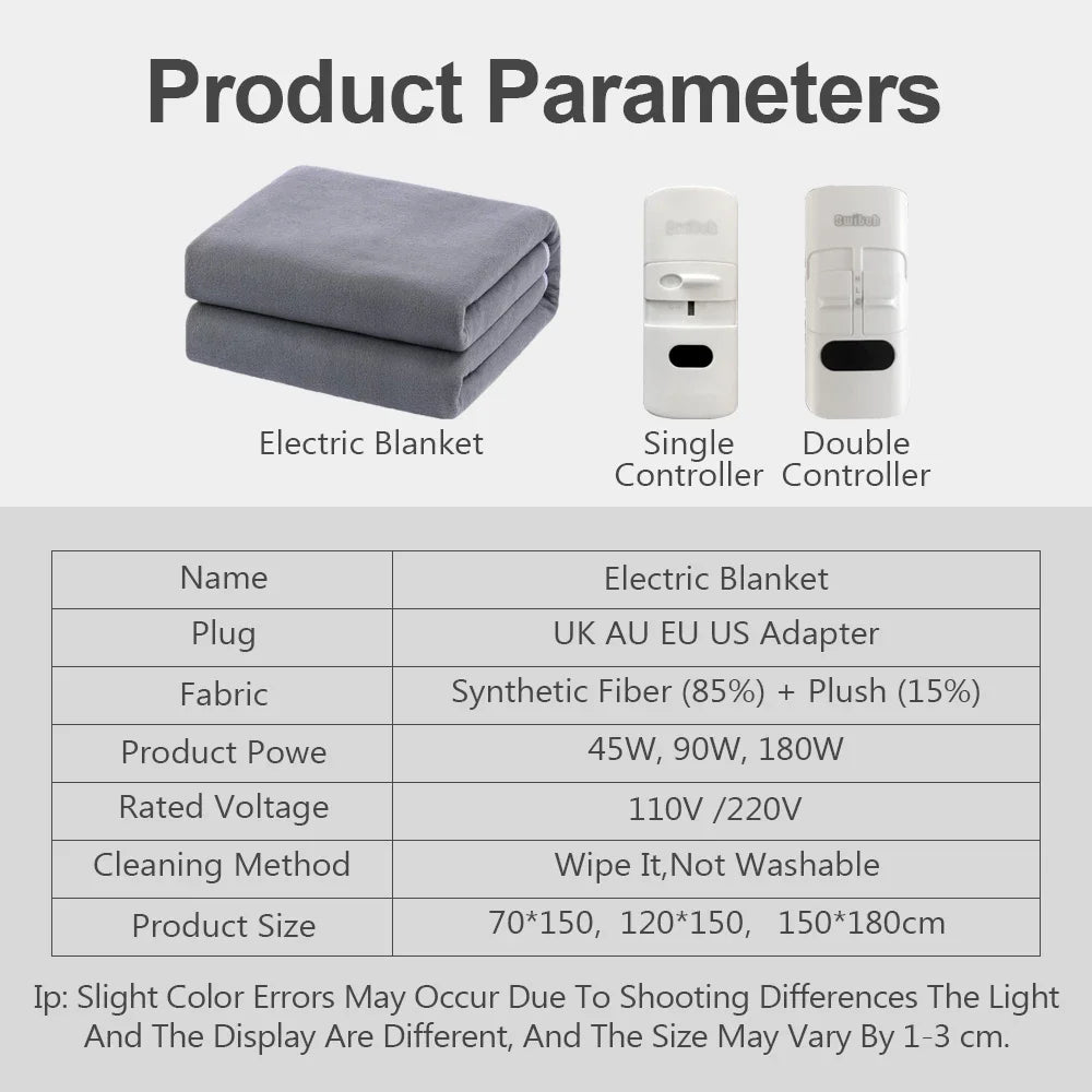 Electric Blanket 220V Thicken Thermostat Electric Blankets 70x150/120x150/150x180cm Electric Heating Blanket Winter Body Warmer