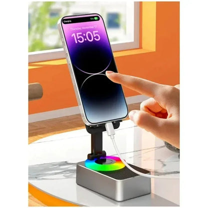 Wireless Bluetooth Speaker 5-in-1 Desktop Mobile Phone Holder Portable Power Bank Charge for Kitchen Travel Party Gym Outdoors