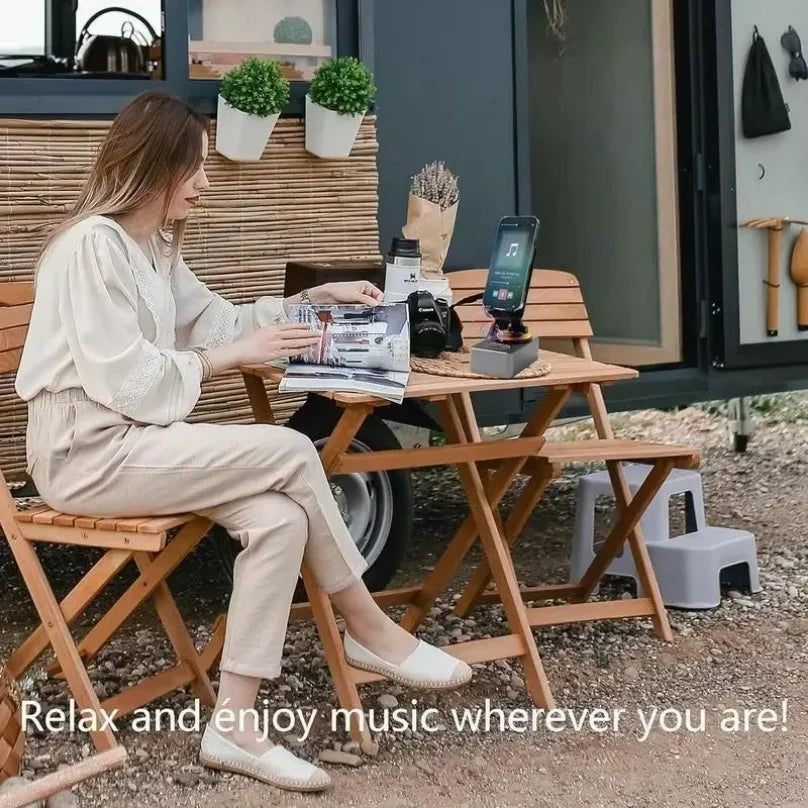 Wireless Bluetooth Speaker 5-in-1 Desktop Mobile Phone Holder Portable Power Bank Charge for Kitchen Travel Party Gym Outdoors