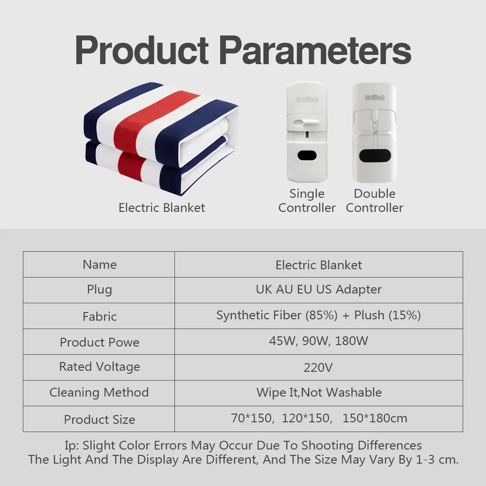 Electric Blanket 220V Thicken Thermostat Electric Blankets 70x150/120x150/150x180cm Electric Heating Blanket Winter Body Warmer